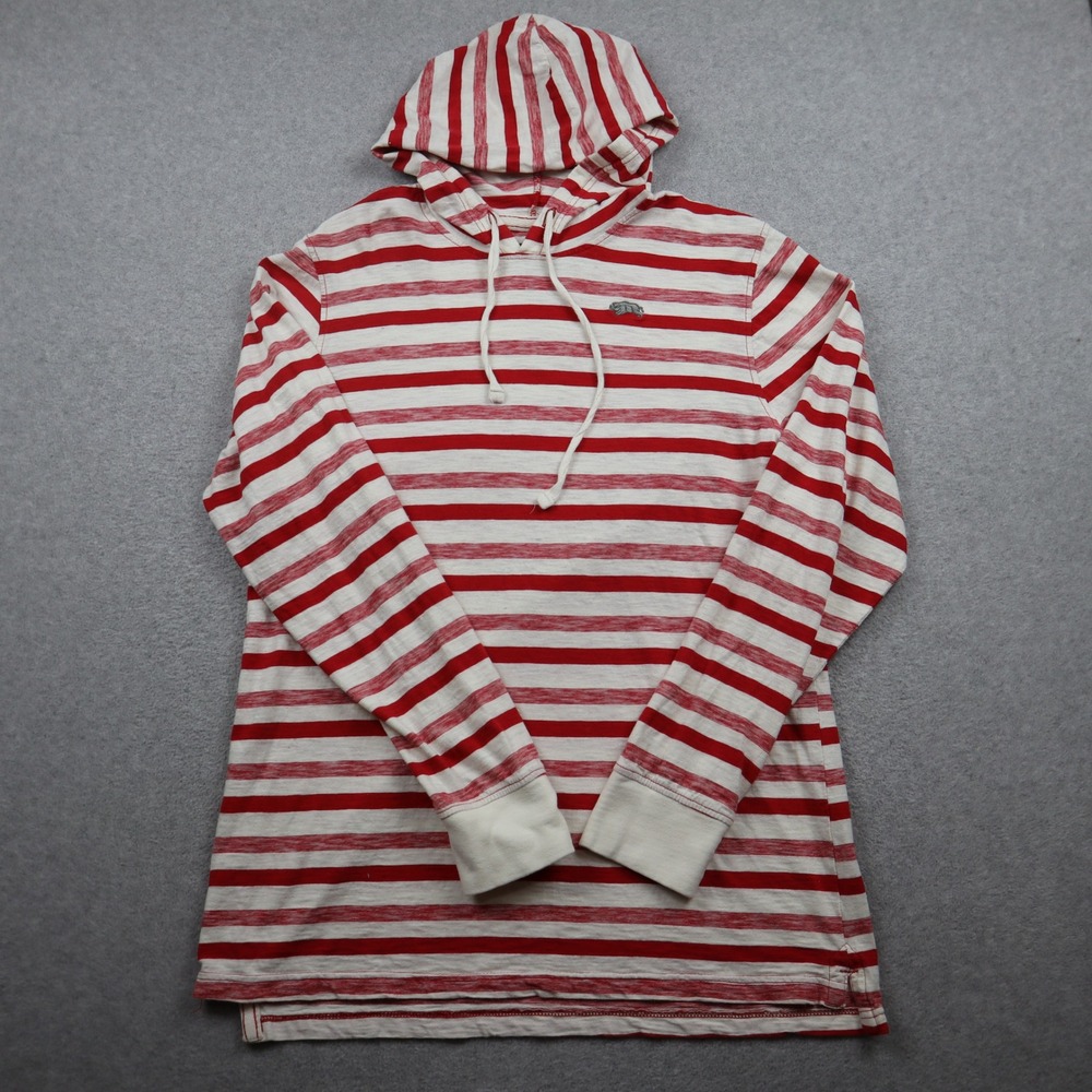 American Rag Hoodie Shirt Mens Large Striped Red White Long Sleeve Cotton Casual